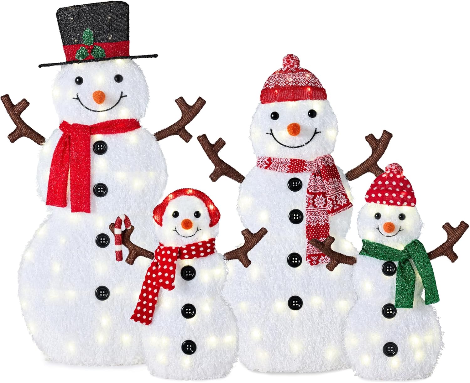 4ft Lighted Christmas Snowman Family Set for Outdoor Decor