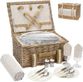 G GOOD GAIN Picnic Basket for 2 - Large Wicker Hamper with Cooler