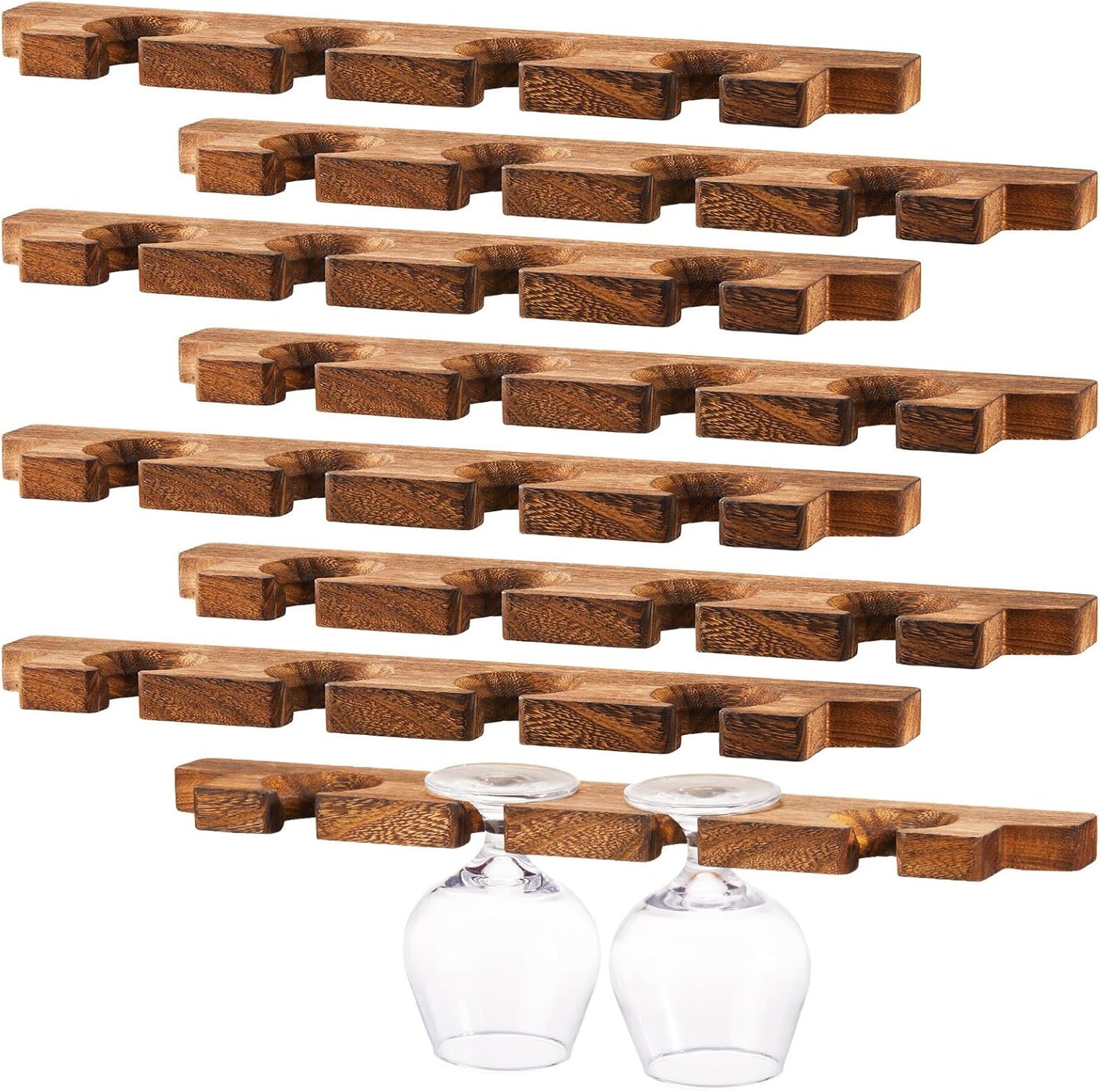 Ripeng Wall Mounted Wood Stemware Rack for Wine Glasses Storage