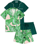 2 Pack Womens Pajamas Set Button Down Short Sleeve - Lightweight