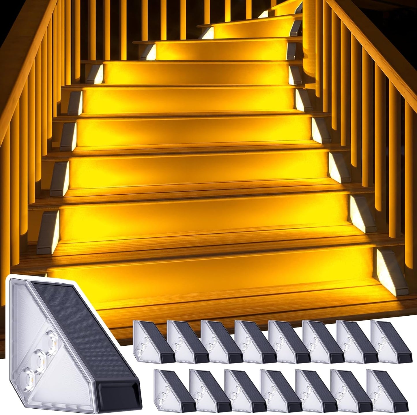 ROSHWEY Solar Stair Lights Outdoor Waterproof for Safe Steps