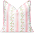 Coastal Pillow Cover 20x20 in Blush Pink Stripe Floral - Water
