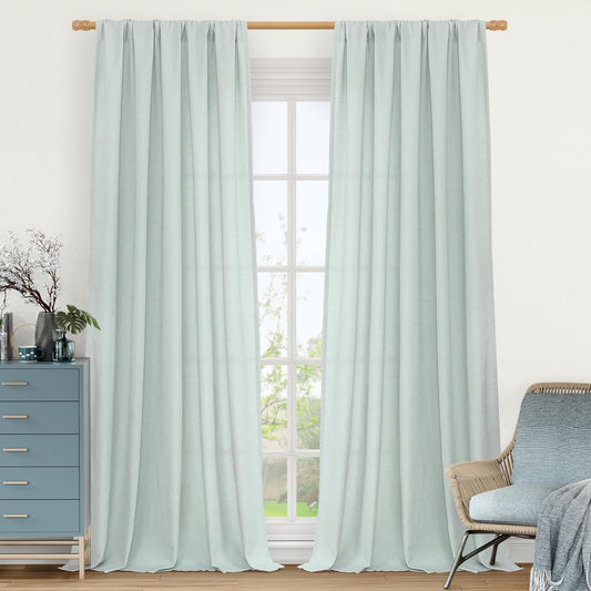 LAMIT Linen Sheer Curtains 84 inch for Living Room and Bedroom