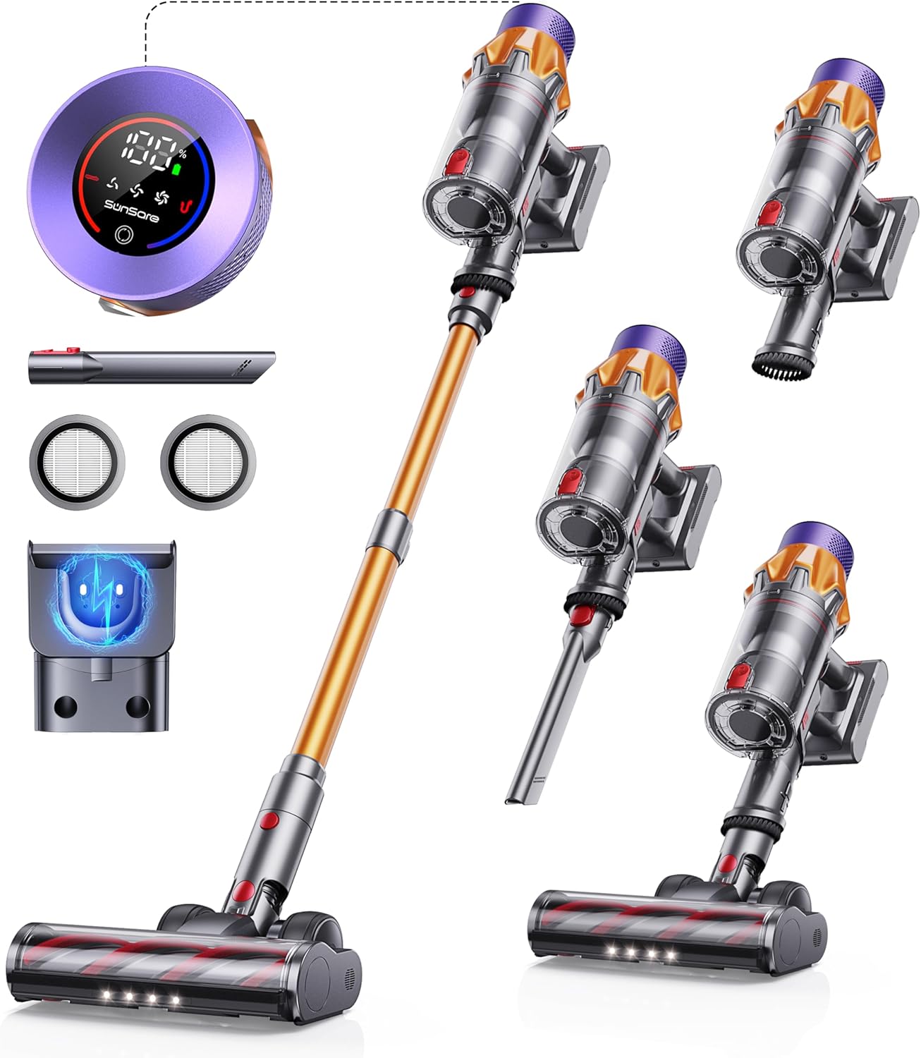 Cordless Vacuum Cleaner with 600W Power and Smart Features