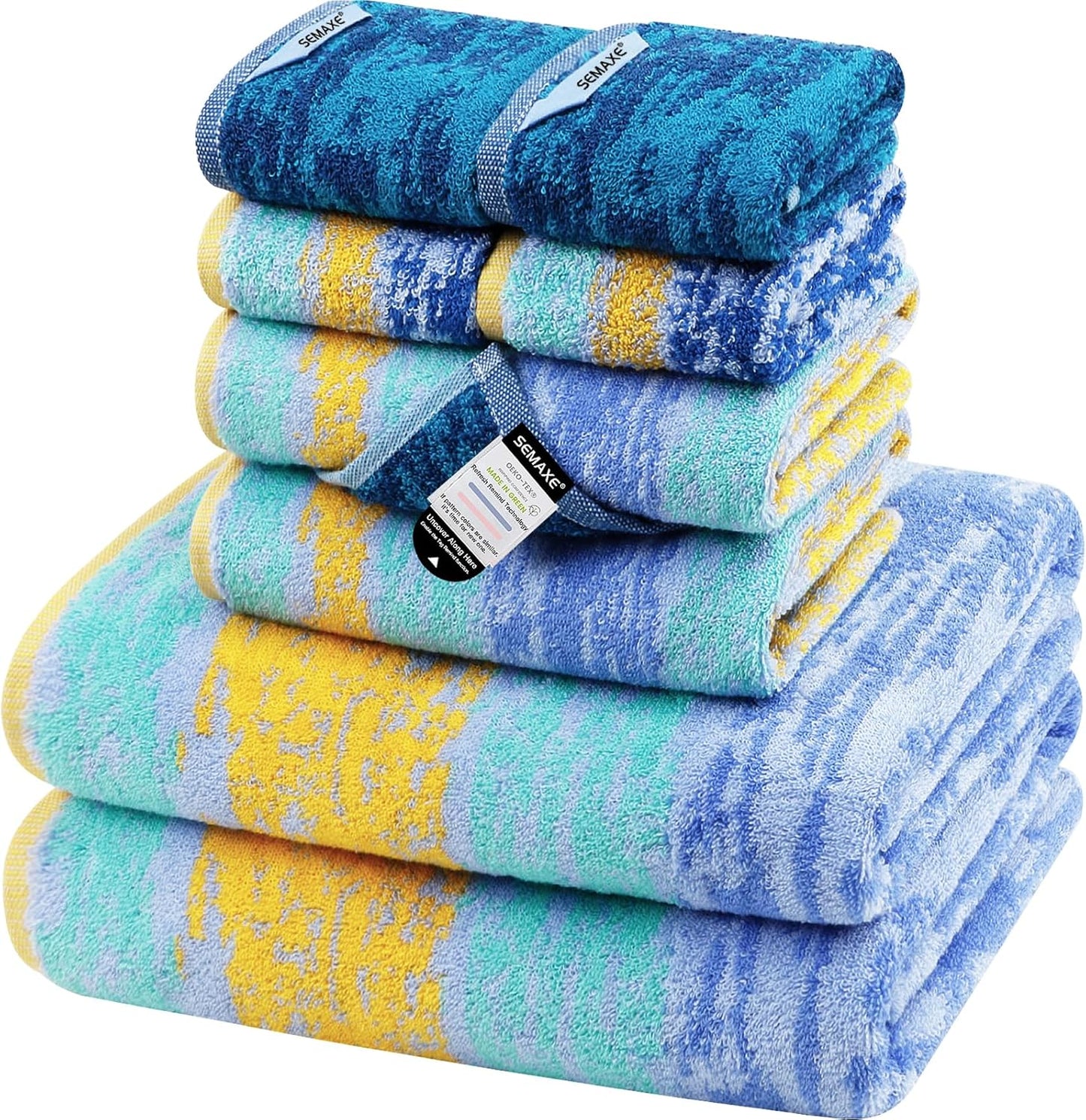 SEMAXE Bath Towel Set of 8 - Colorful Cotton Towels for Home