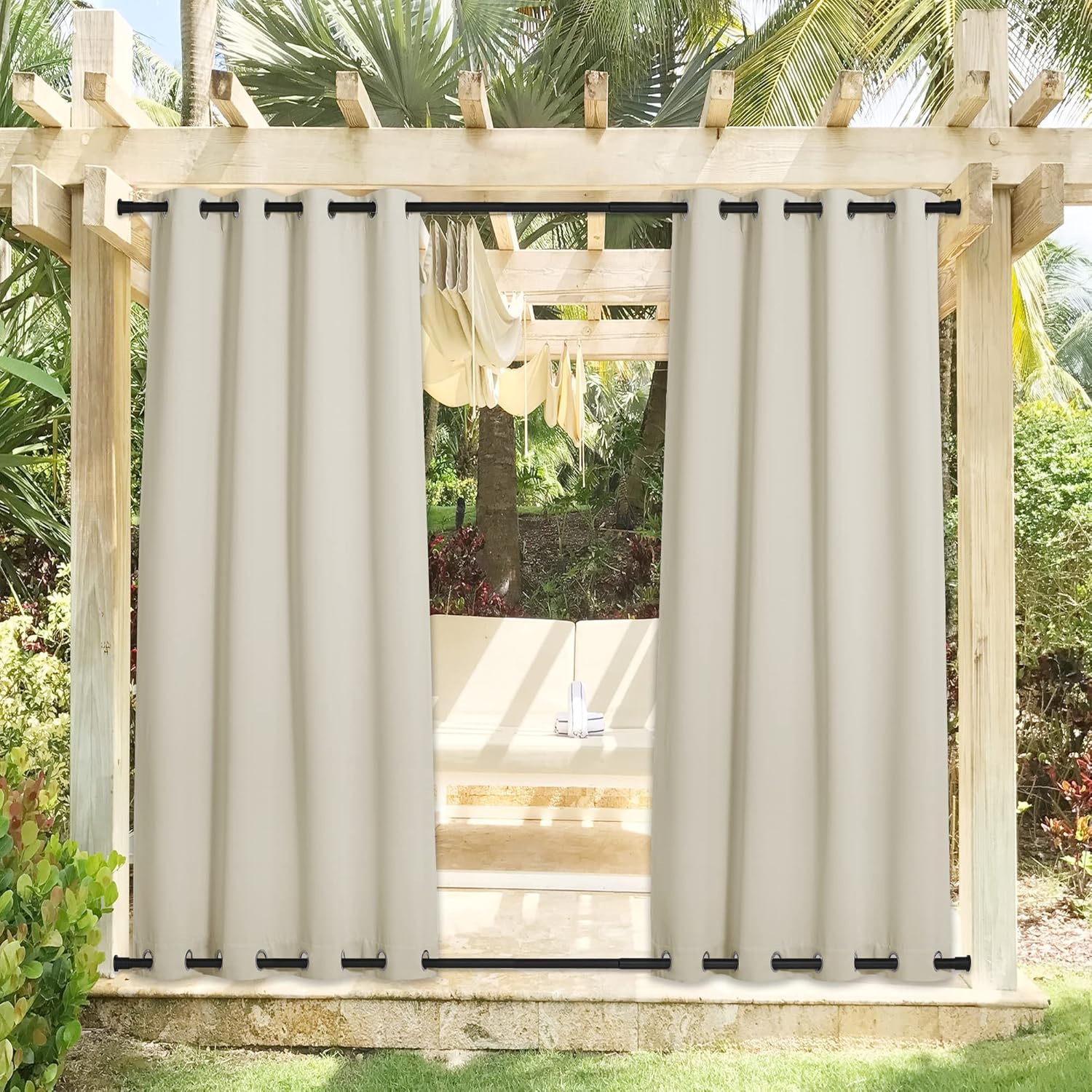 NICETOWN Waterproof Outdoor Curtains for Patio and Pergola