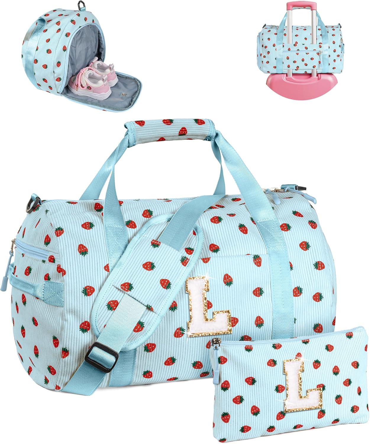 Personalized Gym Bag for Girls with Shoe Compartment and Makeup Bag