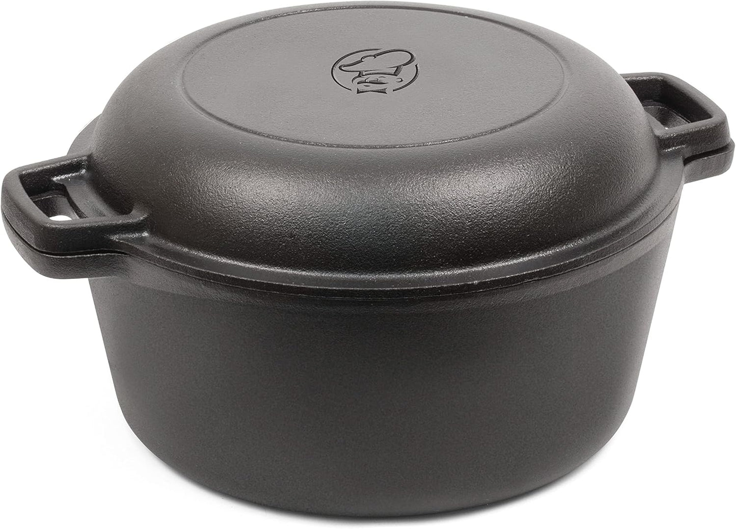 5-Quart Cast Iron Dutch Oven with Skillet Lid for Versatile Cooking