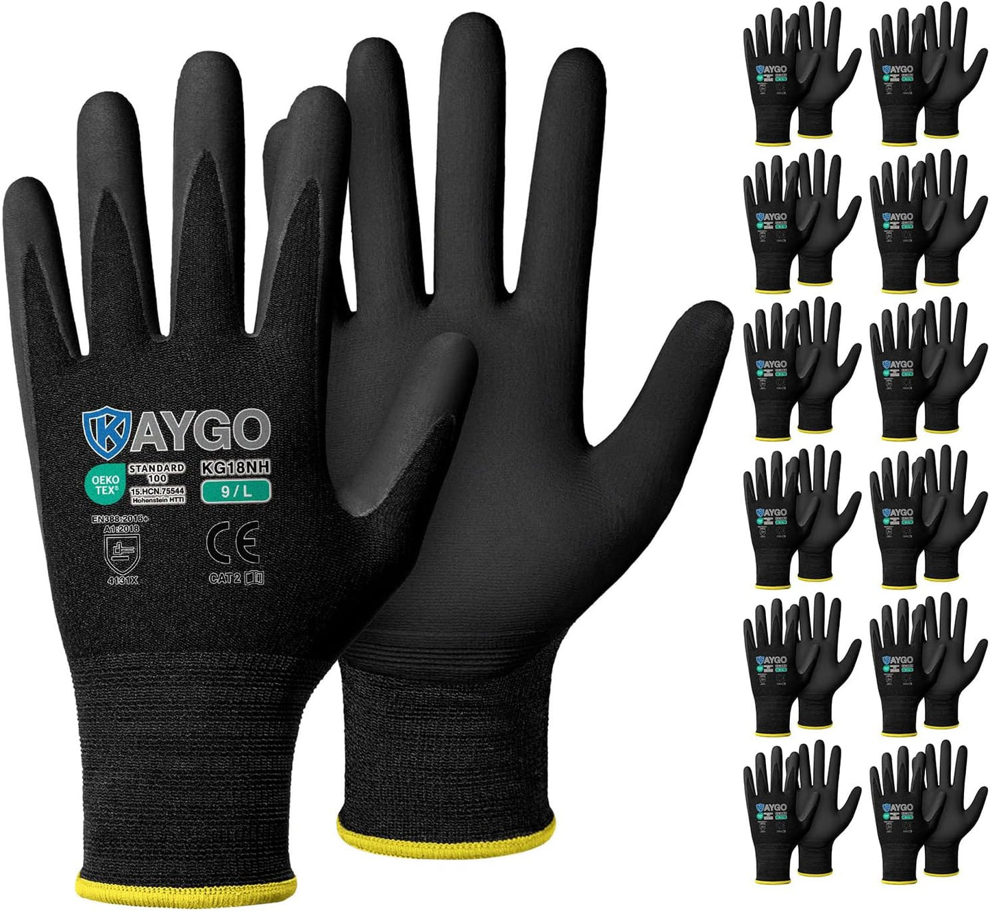 KAYGO Safety Work Gloves with MicroFoam Nitrile Coating
