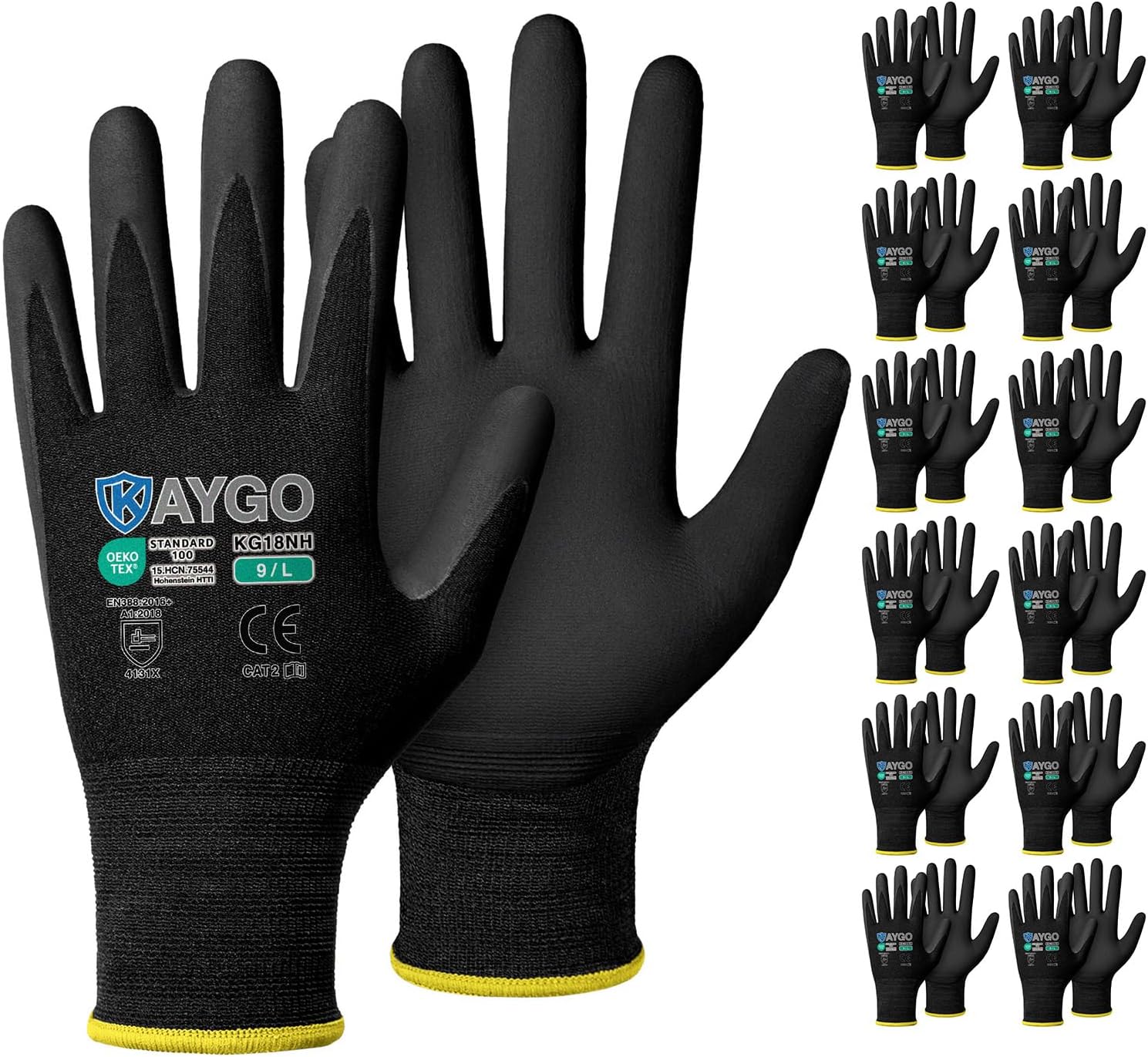 KAYGO Safety Work Gloves with MicroFoam Nitrile Coating