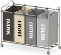 4-Bag Laundry Sorter Rolling Cart Silver/Assorted - Compact Organizer