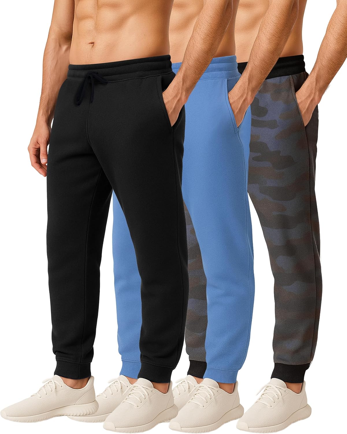 Real Essentials Men's Jogger Sweatpants - 3 Pack for Comfort