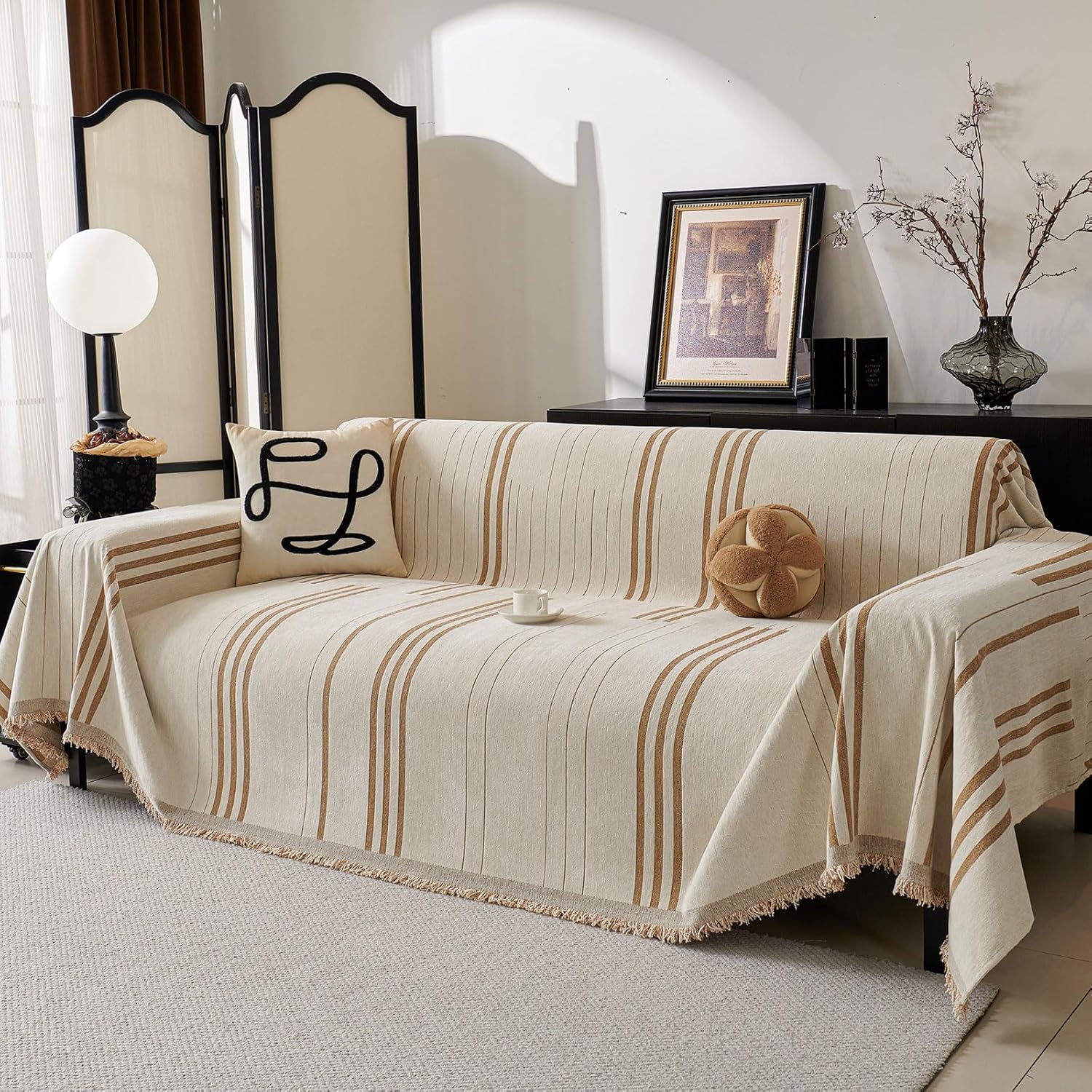Boho Non Slip Covers for 3 Cushion Chenille Dog Couch Protector