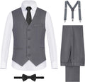 Boys' Formal Suits Set with Suspenders - Complete 6-Piece Outfit one
