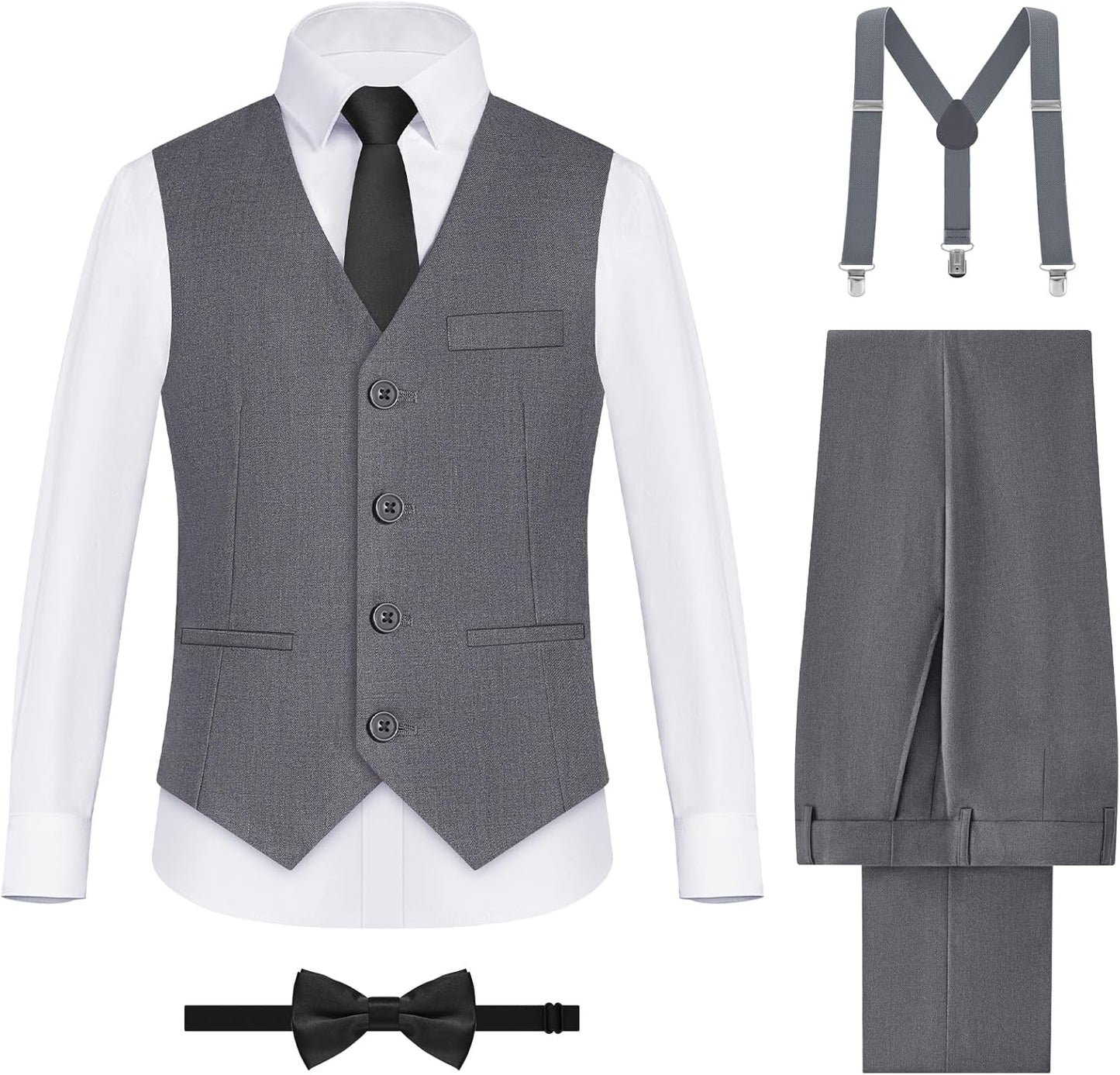 Boys' Formal Suits Set with Suspenders for Every Occasion