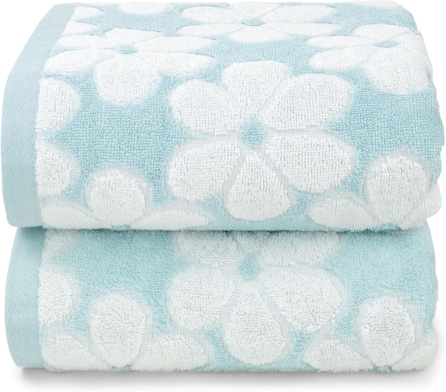Cotton Towels for Bathroom Decor with Floral Jacquard Design