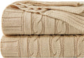 NTBAY 100% Cotton Oversize Cable Knit Throw Blanket for Cozy Comfort