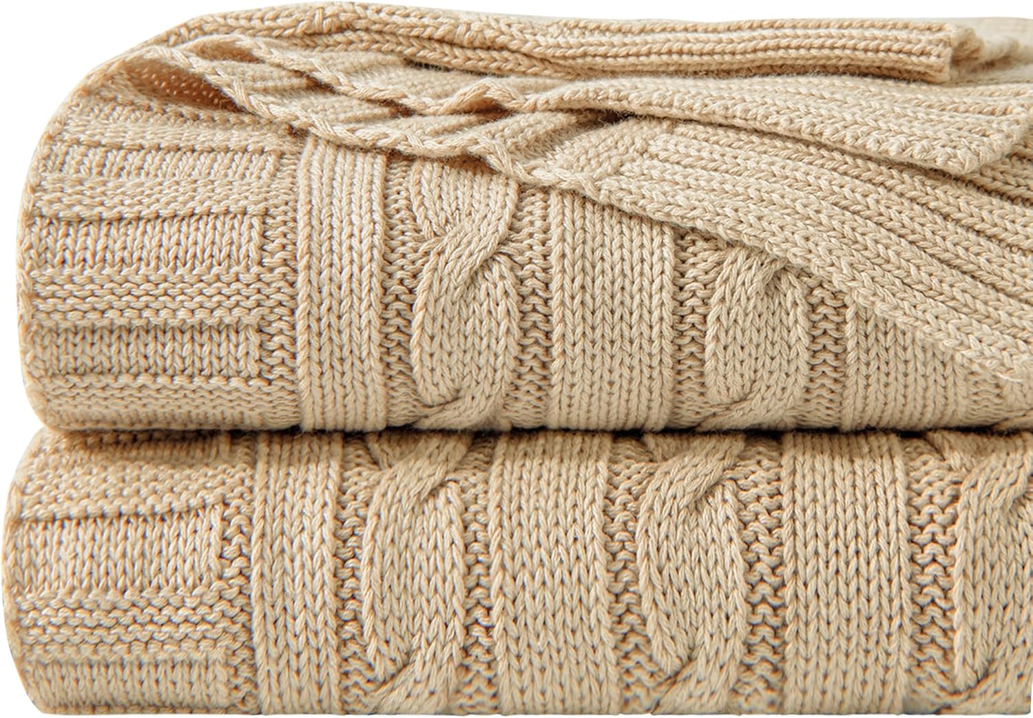 NTBAY 100% Cotton Oversize Cable Knit Throw Blanket for Cozy Comfort