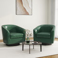 Swivel Barrel Accent Chair, Modern Round Faux Leather Arm Chair