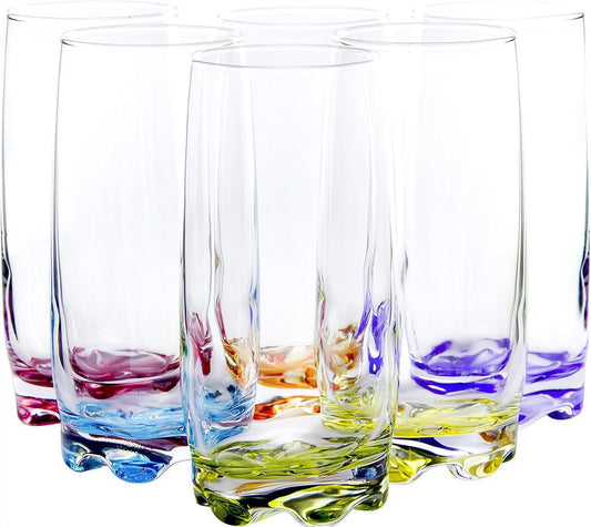 Vibrant Splash Water Highball Glasses Set of 6 for Every Occasion