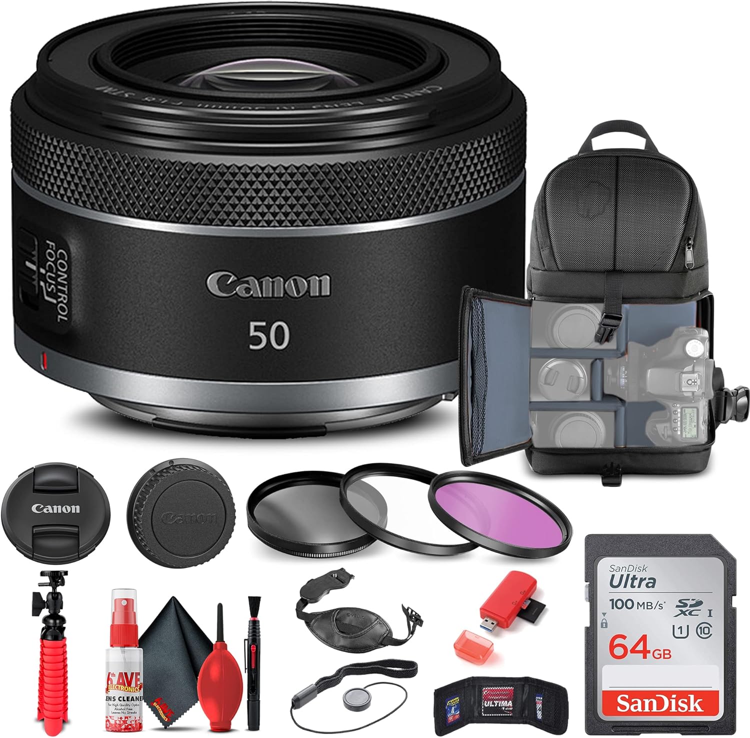 Canon RF 50mm f/1.8 STM Lens Bundle with Essential Accessories