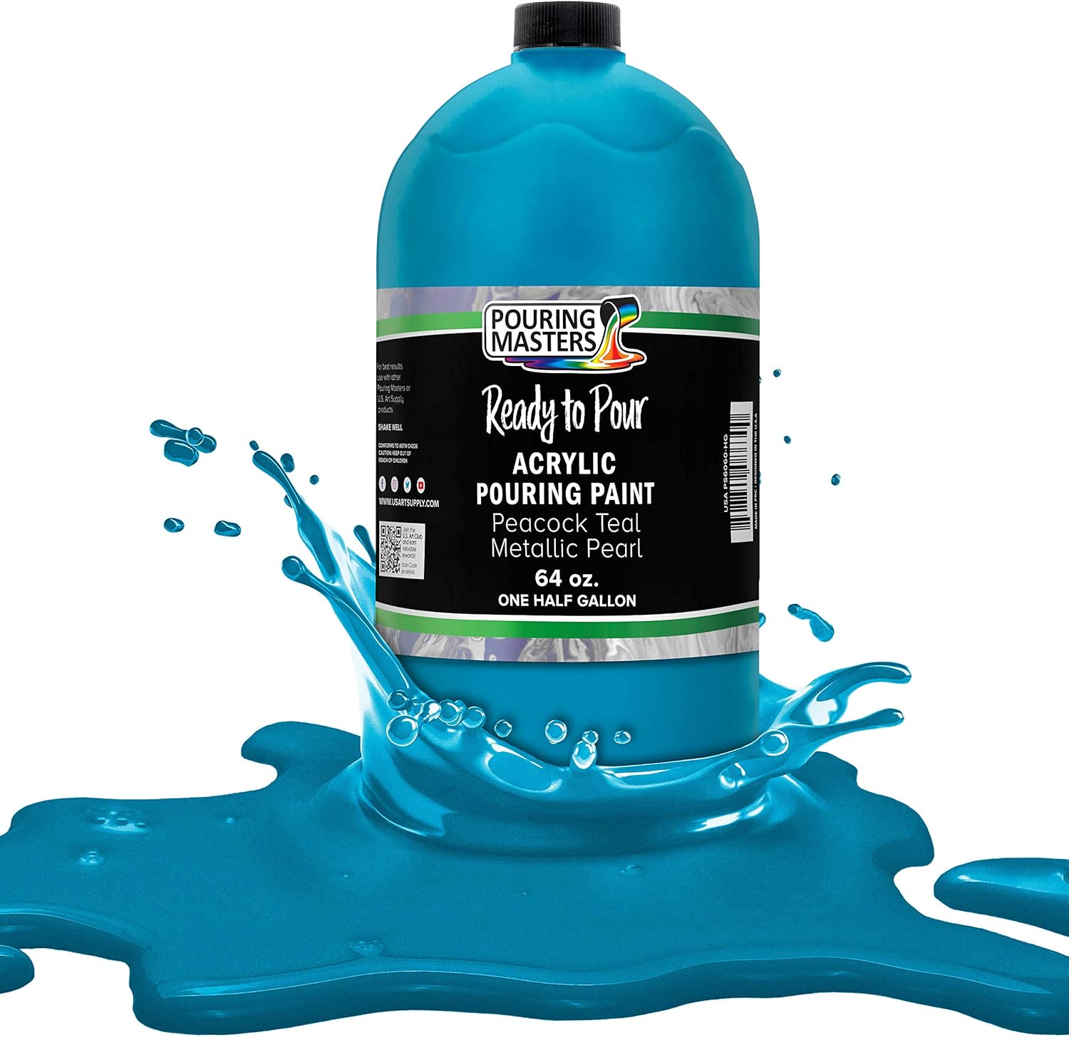 Pouring Masters Peacock Teal Metallic Iridescent Paint for Art