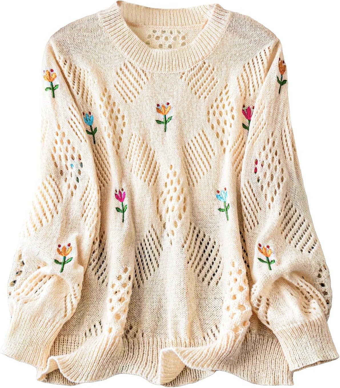 SHENHE Plus Size Floral Embroidered Sweater - Cozy & Chic!