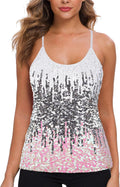 MANER Womens Sequin Tops Glitter Party Strappy Tank Top (Style BT6X)