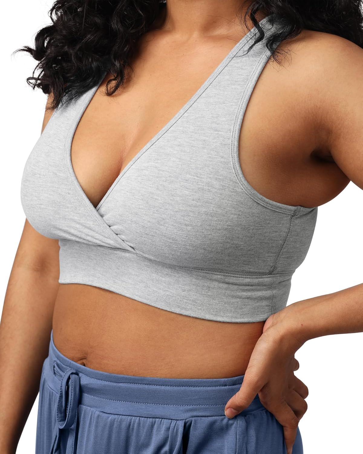French Terry Nursing Bra for Breastfeeding and Sleep Comfort