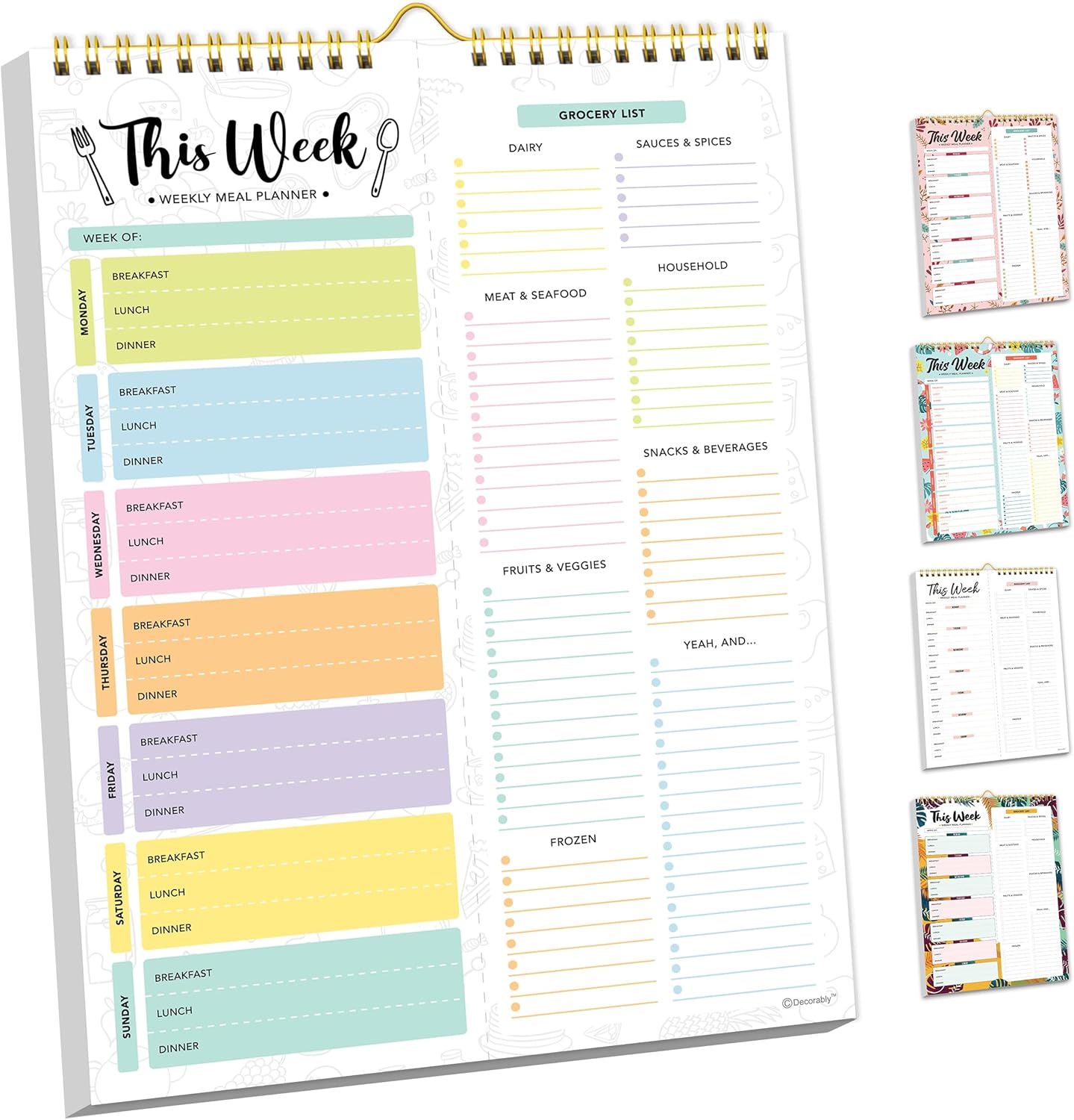 52 Sheet Pastel Weekly Meal Planner