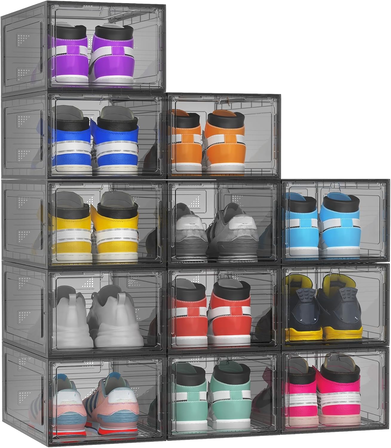12 Pack Thickened Rigid Large Shoe Storage Organizer for Closet