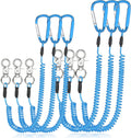 Heavy Duty Fishing Lanyard 6 Pack Coiled Steel Wire - Tool Leash Set