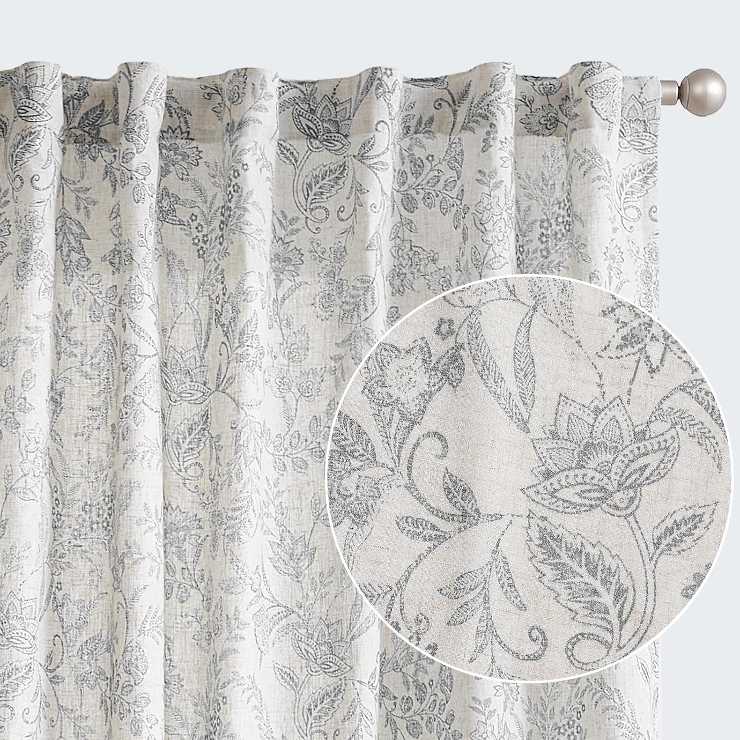 Linen Curtains with Floral Print for Vintage Farmhouse Style