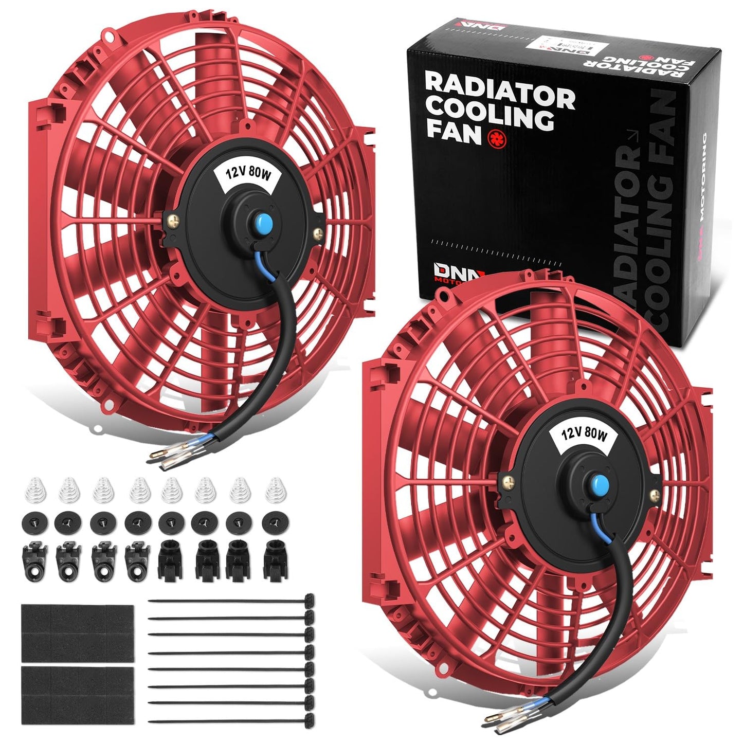 High Performance Electric Cooling Slim Radiator Fan 12 Inch Red