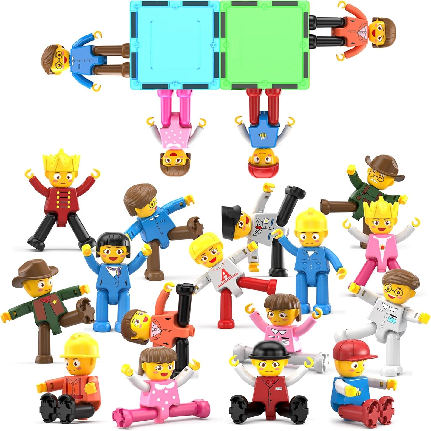 PicassoTiles 16pc Magnetic Character Figures for Creative Play
