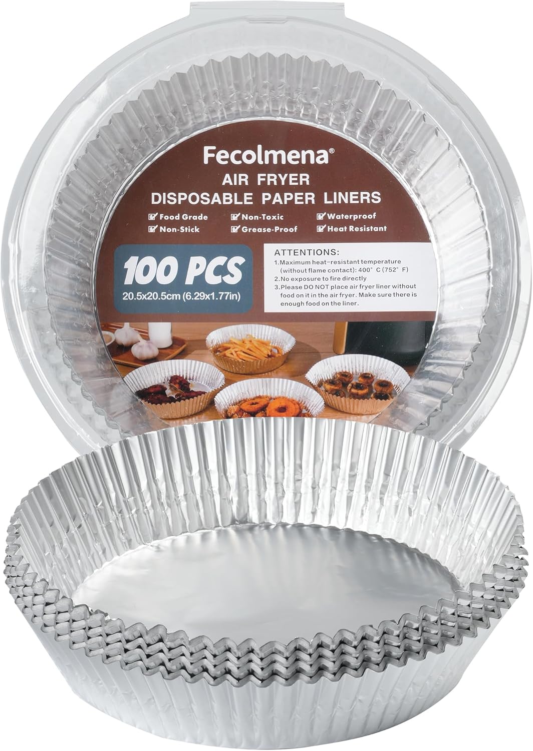 Fecolmena 100 PCS Round Air Fryer Liners - Safe & High Temp Resistant