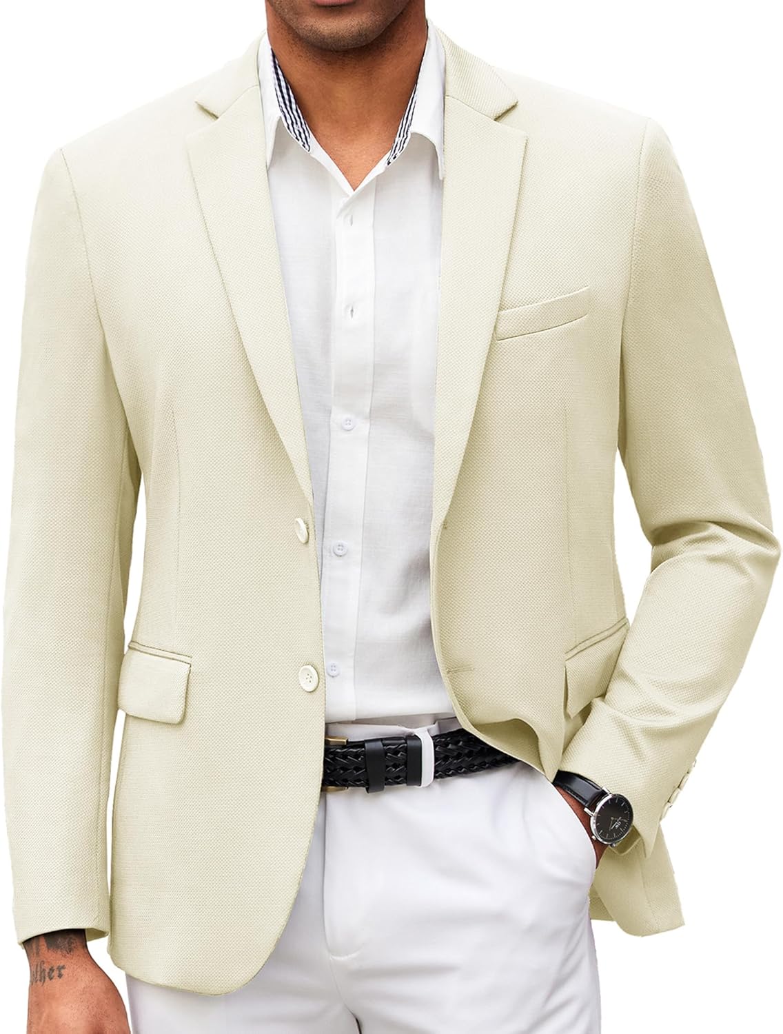 COOFANDY Mens Casual Blazer Slim Fit Lightweight Knit Jacket