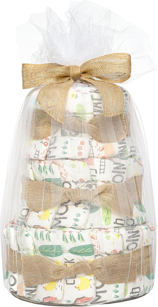The Honest Co. Barnyard Babies Diaper Cake - Clean, Plant-Based Baby Care | Size 1, 35ct