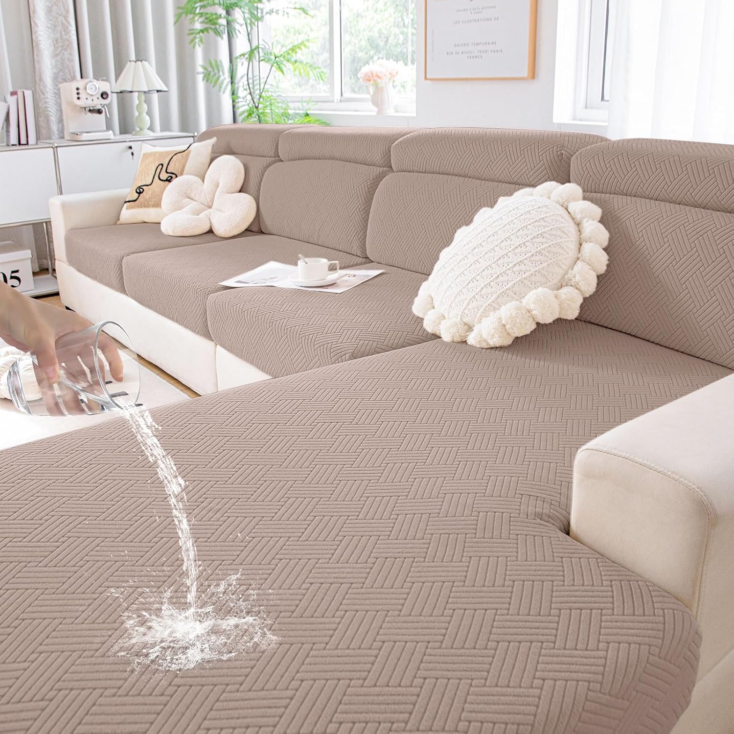 hyha Waterproof Couch Cushion Covers for Sectional Sofa Protection