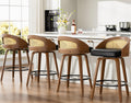 Swivel Bar Stools Set of 4, 26in Upholstered Faux Leather