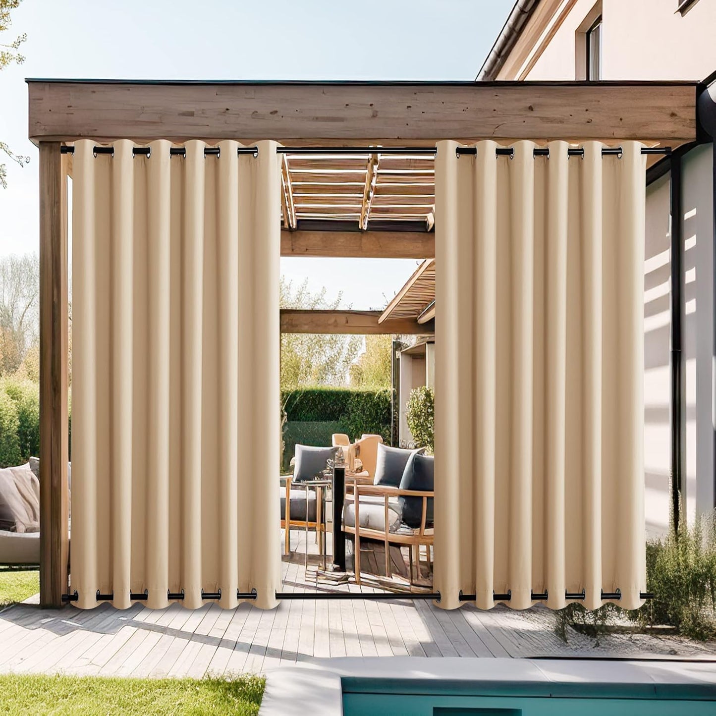 NICETOWN Waterproof Outdoor Curtains for Patio & Porch Use
