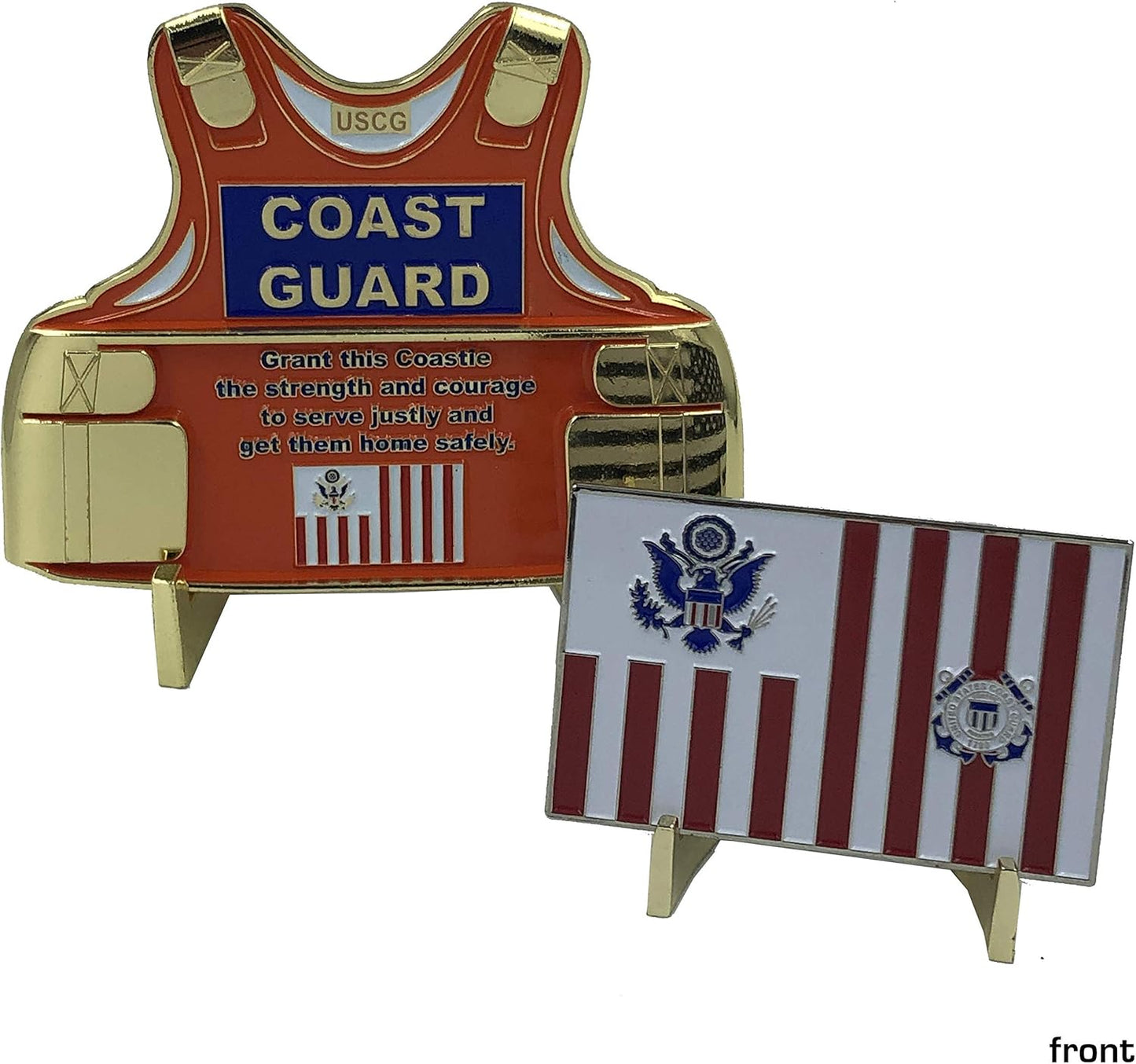 Coast Guard Set: Coastie Vest Medallion and Flag Challenge Coin