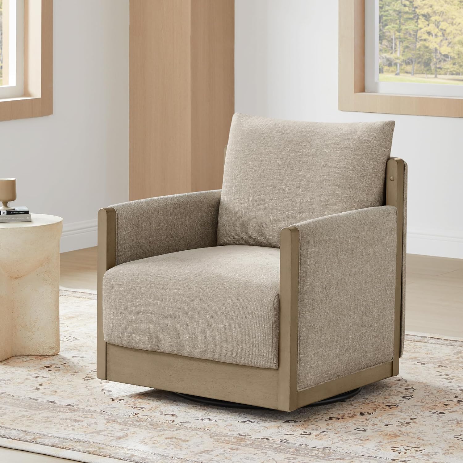 CHITA Swivel Barrel Chair in Khaki