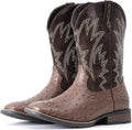 IUV Cowboy Boots For Men Ostrich Embossed Western Boots - Durable