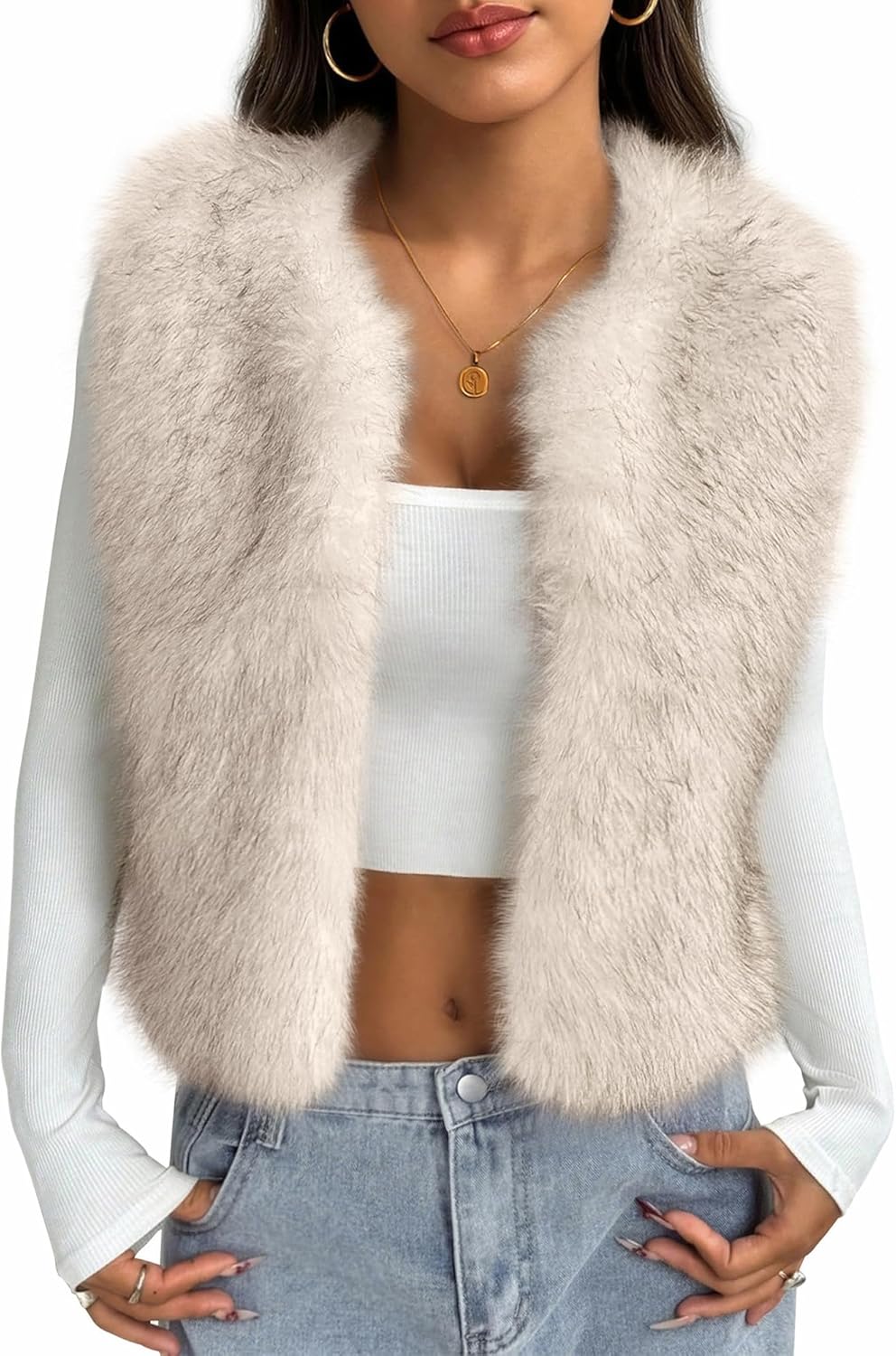 Trendy Faux Fur Vest For Women - Stylish Cropped Fuzzy Jacket