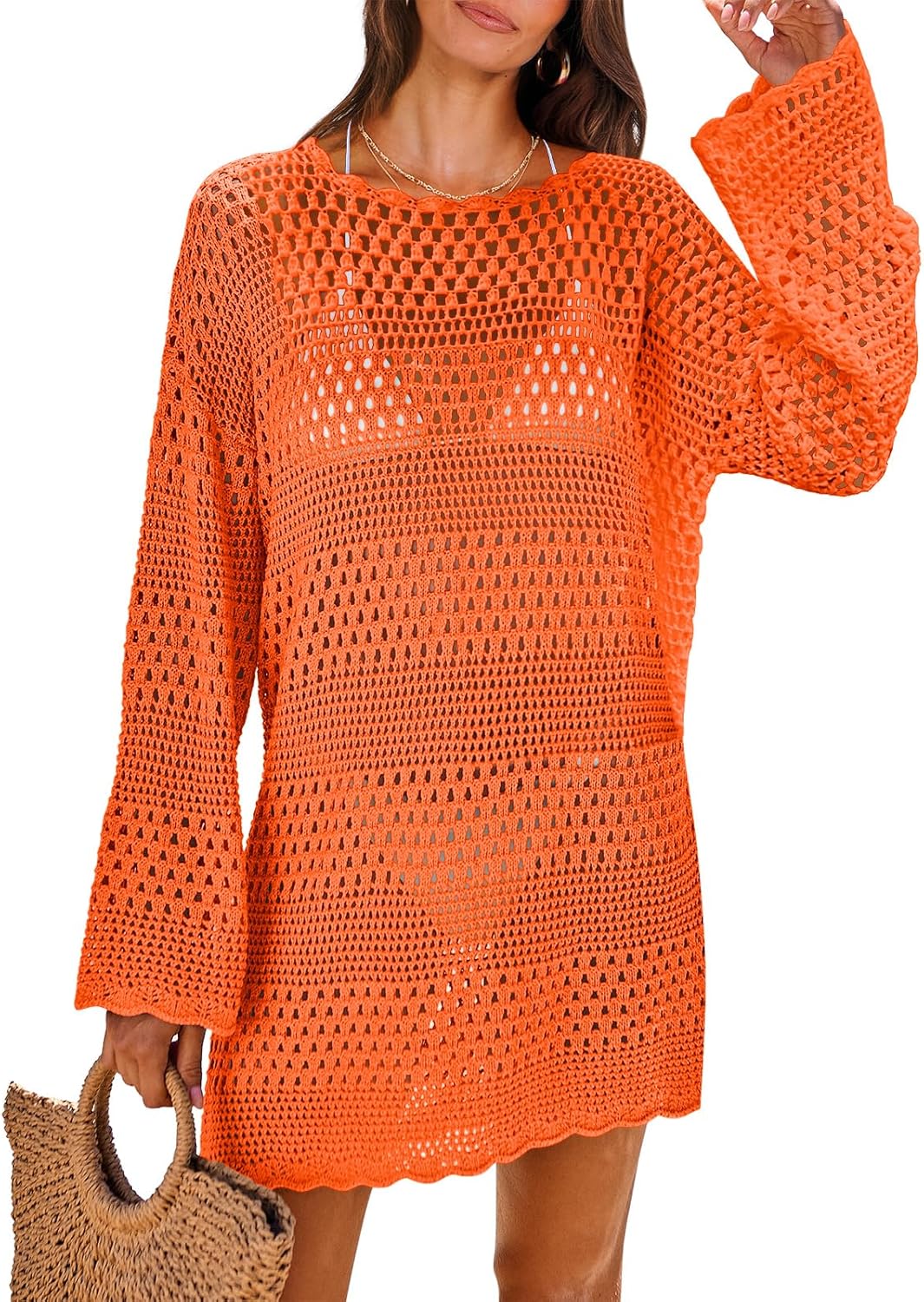 ANRABESS Women Swimsuit Crochet Swim Cover Up for Summer Fun