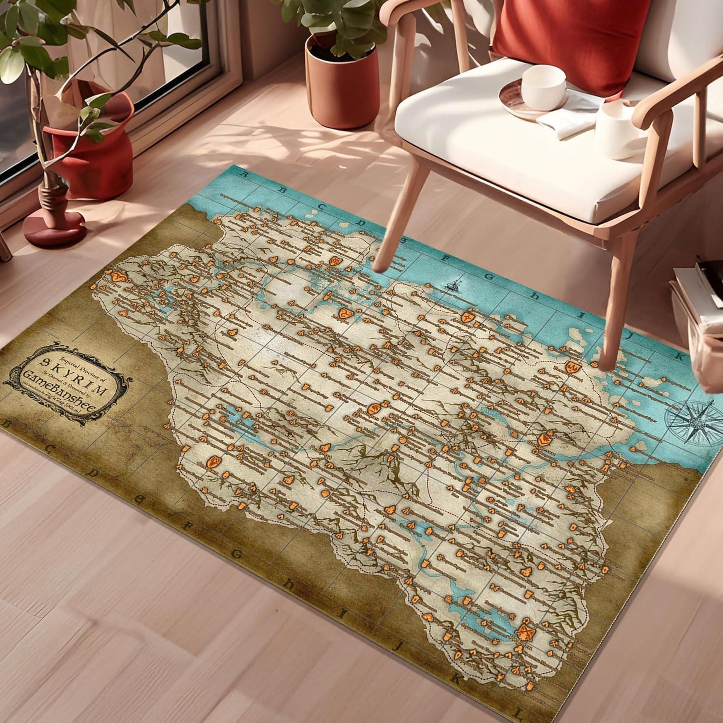 Skyrim Map Rug - Game-Themed Decor for Gamers