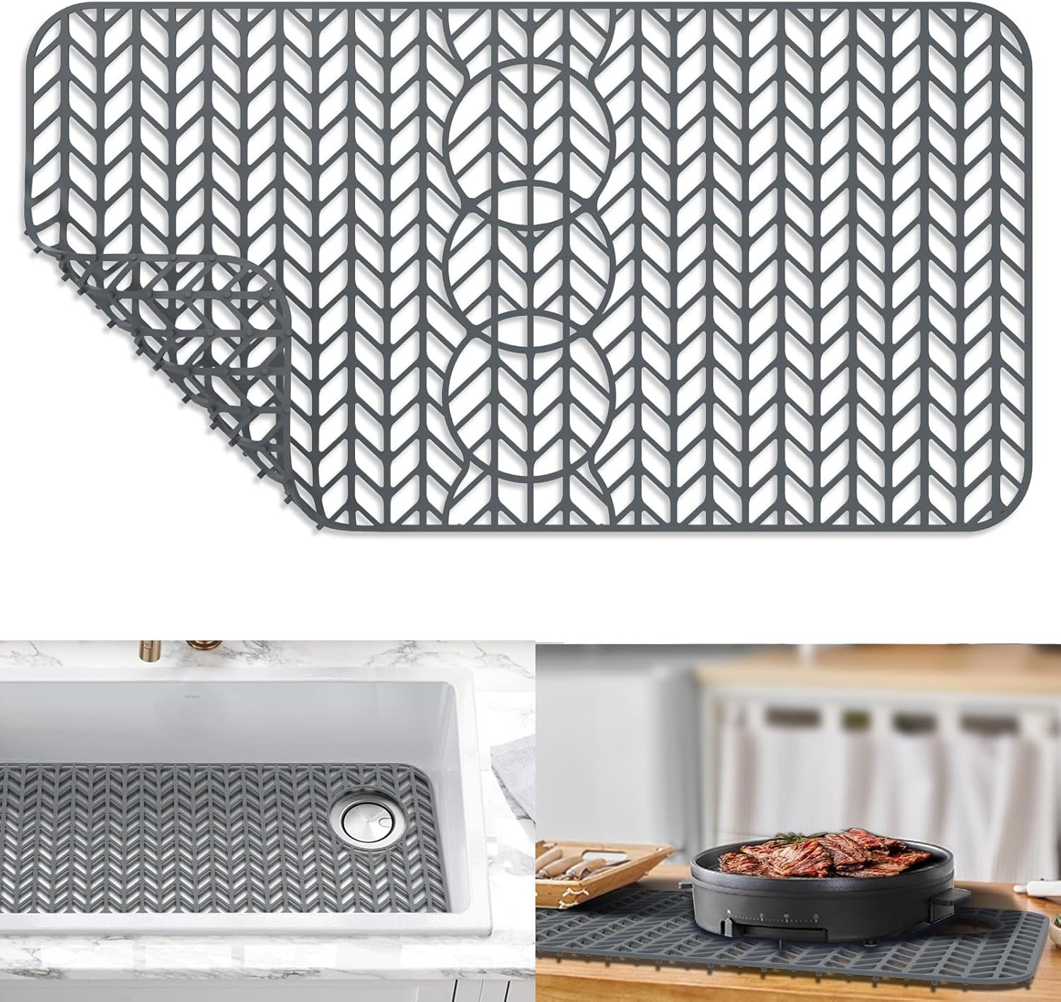 GUUKIN Sink Protectors for Kitchen Mat - Silicone Sink Grid