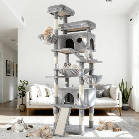80-Inch Large Cat Tree Tower with Multi-Level Plush Design
