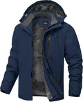 Mens Waterproof Fleece Ski Jacket with Detachable Hood - Warm Winter